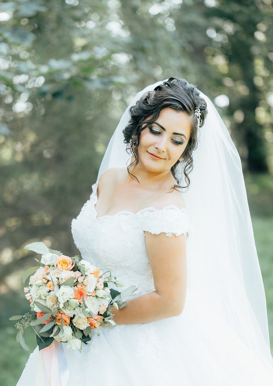 bride, wedding, headdress